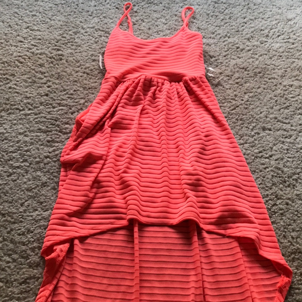 Mimi Chica textured neon pink high low dress